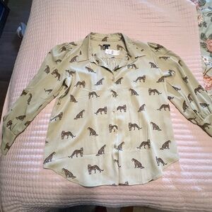 Ann Taylor Tan Casual Button Down Shirt